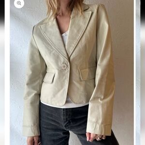 OXYHO Women's Off-White 100% Leather Jacket Y2K